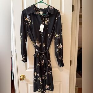 a new day Black Floral Button-Up Blouse with Yellow & Cream Accents